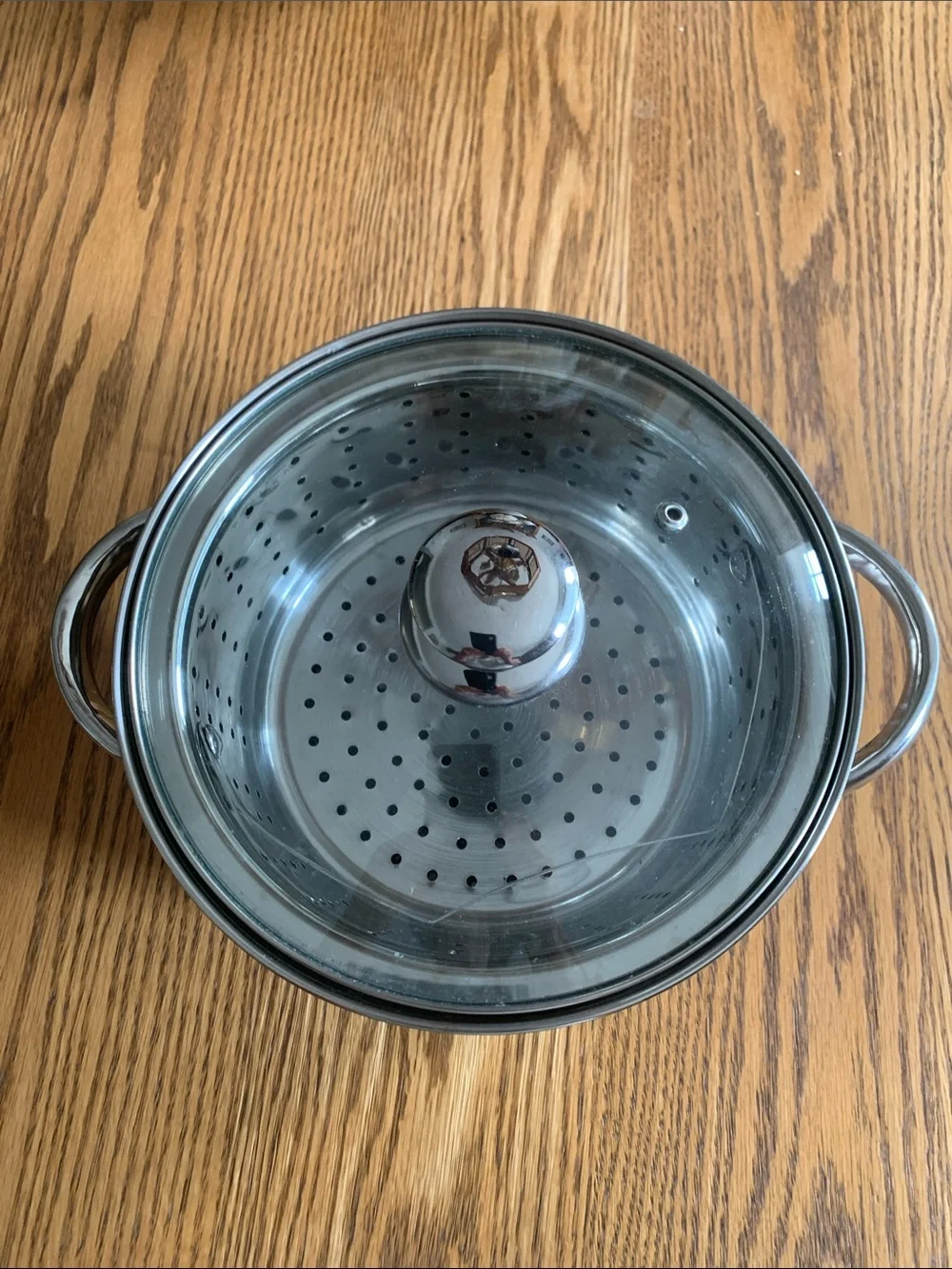 4 Qt Stainless Steel Stock Pot with Steamer Insert and Glass Lid - Silver